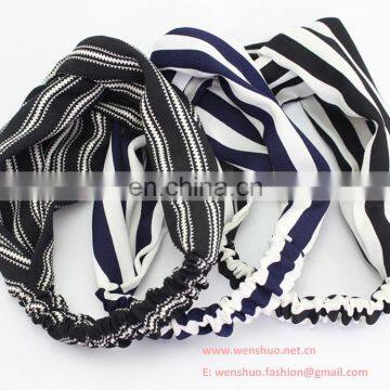 Rural Stripe Grid Floral Printed Fashion Joker Cross Hairband