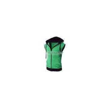 green sleeveless hoodie for men