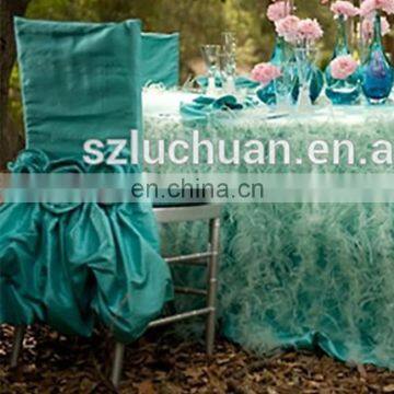 Taffeta Feather Wedding Decoration Tablecloth and Chair Covers