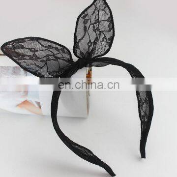 Halloween sexy black lace rabbit bunny ears headband