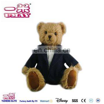 New dancing plush toy stuffed sitting teddy bear wear business suit Umay-T0009