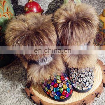 Aidocrystal Girls Italian Latest Fashion Winter Boots Shiny Bling Footwear Handmade Boots With Rhinestone photo-5