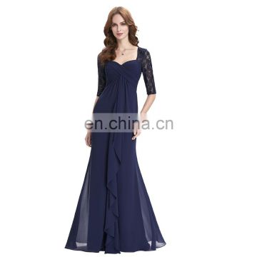 Kate Kasin Full-Length Half Sleeve Chiffon Navy blue evening Dress 8 Size US 2~16 KK000136-1