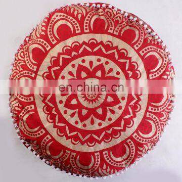 Indian 2017 Handmade Manufactures Ombre Mandala Design Ottomans Wholesale Red Pouf Covers photo-3