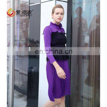 2017 Elegant Women Clothes Fake Two Pieces Bandage Dress With Lace Design photo-5