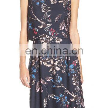 MIKA2529 Flared Floral Popover Dress