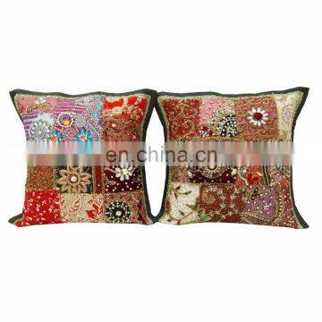 Patchwork Throw Pillow cover Cushion Cover Cushion Covers cases 17'' Embroidered Beaded Ethnic Vintage Indian Hand decorative