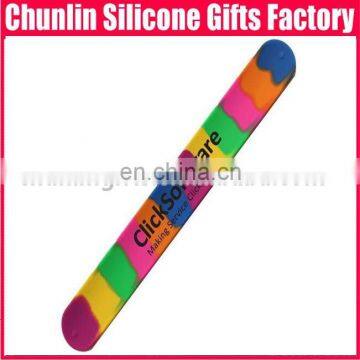 2017 Silicone swirl Slap Bracelet with silk printing