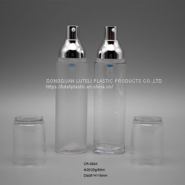 80cc frosted clear PETG plastic beauty cosmetic spray round bottle with aluminum sprayer