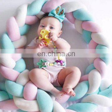 Knot Cushion,Crib Baby Bumper Cot Braid Pad Protector Braided Knot Pillow photo-1