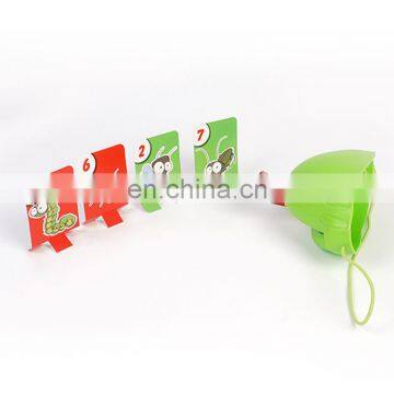 Parent-child interaction frog blowouts lizard card frog sticking tongue out playing cards