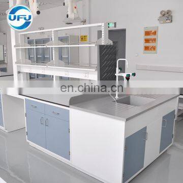 Popular selling Laboratory Furniture Lab Central Workbench with Triple Faucet and Eyewash