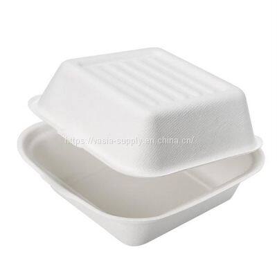 Pack of 500 Robust and versatile Sugar Cane Bagasse Burger Boxes 15cm tableware for restaurant