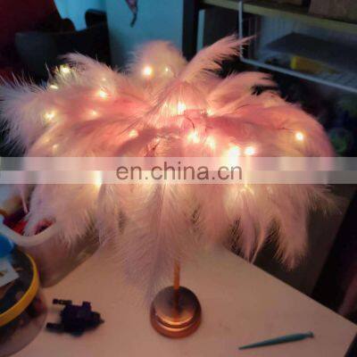 Feather night light anchor room decorative feather table lamp INS romantic room decorative light small night light