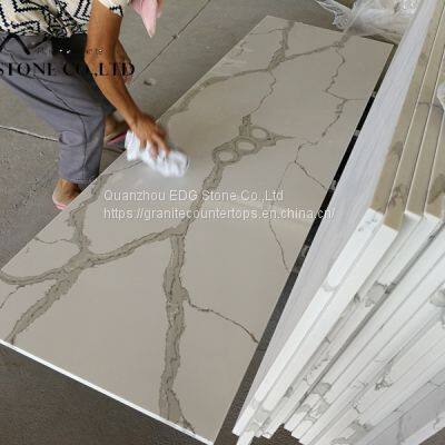 High Quality Factory Calacatta White Quartz Countertop With Grey Veins