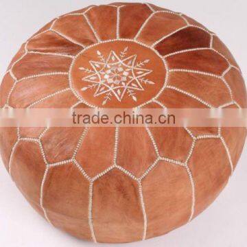 Luxury Custom Logo Moroccan Leather Ottoman