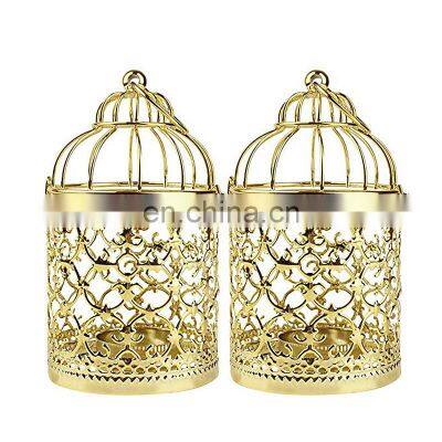 2021 European golden electroplating metal craft products birdcage candlestick home furnishings wedding