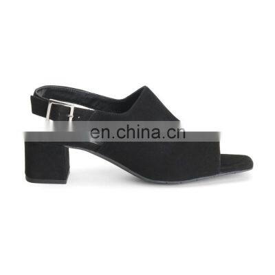 women fancy style high heels ankle strap suede slingback sandals shoes on a covered heel