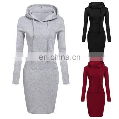 Factory supplies 2021 Christmas autumn and winter Amazon hot sale European and American women's solid color long-sleeved dresses