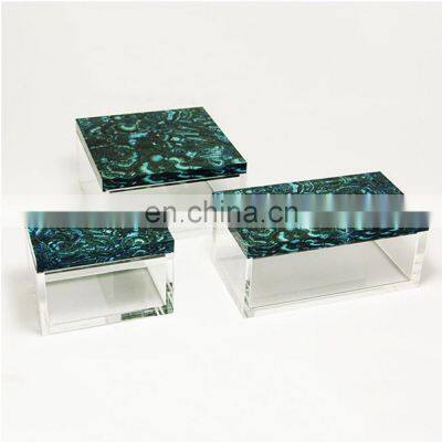 3 sets printed perspex jewelry box plexiglass acrylic rectangle box