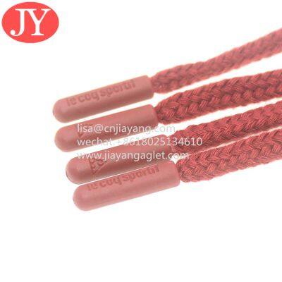 5mm dark red round cotton drawstring hoodies cap head injection TPU aglet tips