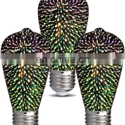 3D Star Decoration Fireworks E27 E26 Led Light Bulb Colorful Led Christmas Firework Glass Bulb 3D Firework Light Bulb