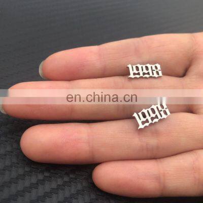 Stainless Steel Earrings For Women Gold Silver Color Birth Year Stud Earring 1996 1997 1998 1999 Earring Jewelry