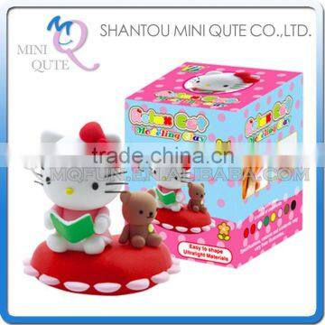 Mini Qute Bonnie kawaii girls Reading hello Kitty DIY cartoon model building block plasticine clay educational toy NO.BN9996-5