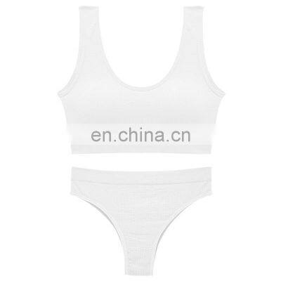 Top Selling New Arrival 2020 Floral Embroidery Slim Halter Suspender Bra Women 2 Pieces Set photo-4