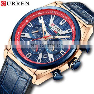 CURREN New 2021 Men's Casual Sports Analog Chronograph Watch Men's Blue Top Brand Luxury Military Rubber Watch Waterproof 8392