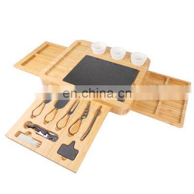 Bamboo Wood Charcuterie Board Cheese Serving Platter With Slide-Out Drawer photo-5