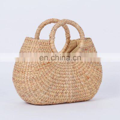 water hyacinth handbag, Handmade Straw Bag Top Zipper 100% woven from hyacinth straws Wholesale