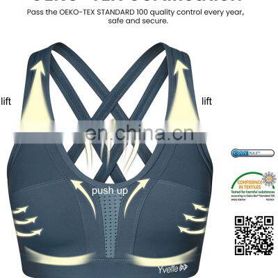 Yvette Women High Impact Sports Bras Criss Cross Back Sexy Running Bra for Plus Size photo-4