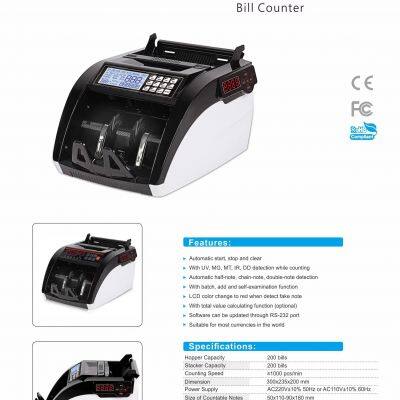 Latest Model Bill Counter Banknote Counting Machine Money Counter for Multi Currencies