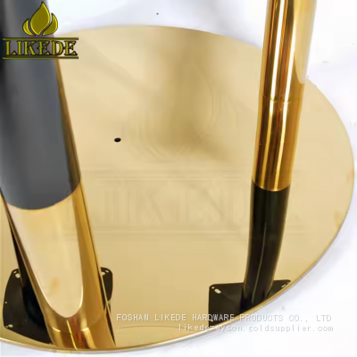Newest High Quality Shiny Gold Black Big Large Heavy Duty 3 Pillars Columns Stainless Steel Table Base photo-4