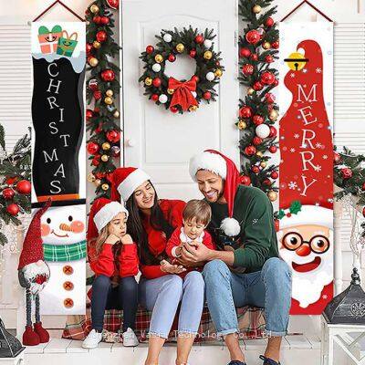 Wholesale Merry Christmas Welcome Banners Porch Door Hanging Signs Santa Snowman Indoor Outdoor Home Party Decor Bulk photo-4