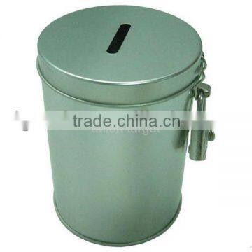 Custom round money saving tin box with lock