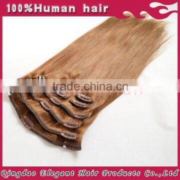 Wholesale Cheap 7A Grade Double Drawn 100% Brazilian Virgin Remy Human Hair brown Color Clip in Hair Extension