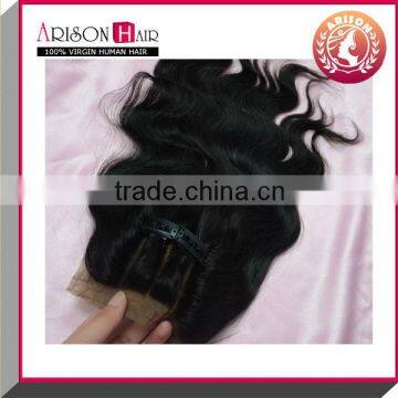 2014 Qingdao factory price silk invisible part closure malaysian virgin hair