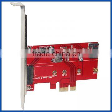 PCI express PCie to NGFF M.2 Key-B 2280 SSD with SATA III 6Gbps expansion adapter card