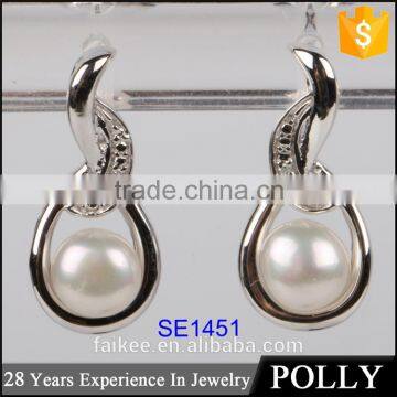 hot sale Simple pearl Earring Designs For Women silver earrings