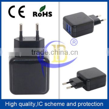 CE Certification 2A Dual USB Travel Charger for iphone ipad USB Phone Charger