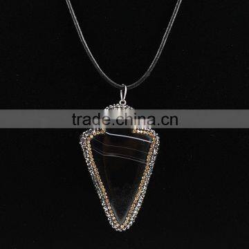 PC1612 Crystal Pave Agate Arrowhead Pendants,gemstone Pave Diamond Arrow Head Pendants photo-4