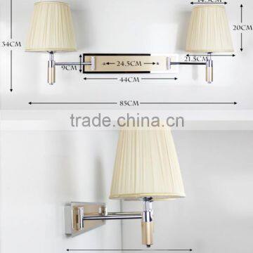 2016 Zhongshan Two Arms Fabric Shade Fancy Wall Light for Home Chrome Polished Wall Light Home Funiture photo-3