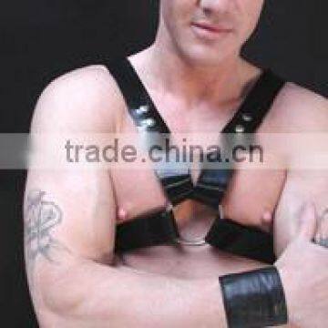 MENS PVC CHEST HARNESS BLACK COLOUR