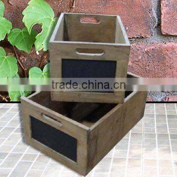 Vintage Rectangular Box Blackboard Planter with Chalk