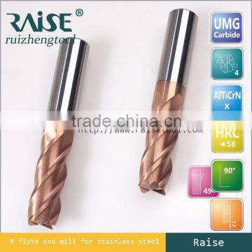 RAISE High Performance tungsten solid cheap price carbide square end mills for cutting steel