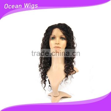 human hair front lace wig, deep wave,20", natural color