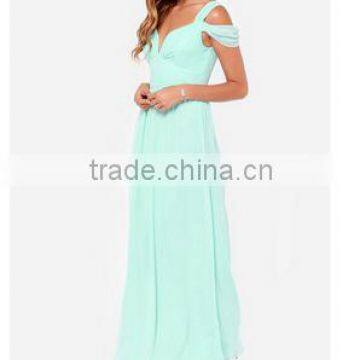 Women's Cute Light Green V-Neck Dress photo-2