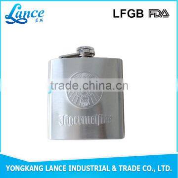 Food grade laser logo flask for drinking wine hip flask